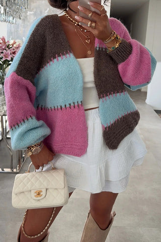 Stylish Oversized Cardigan with Pastel Stripes