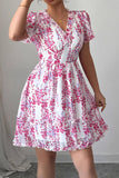 Floral V-Neck Ruffle Dress