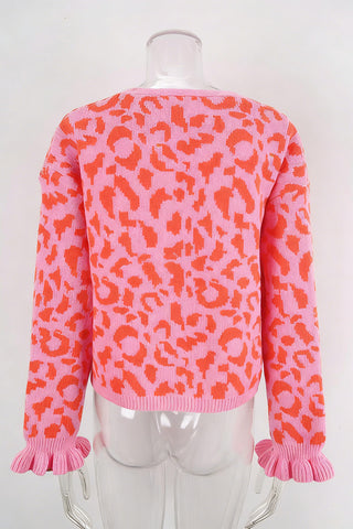 Tie-Front Leopard Print Cardigan