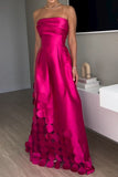 Strapless Evening Gown with Textured Accents