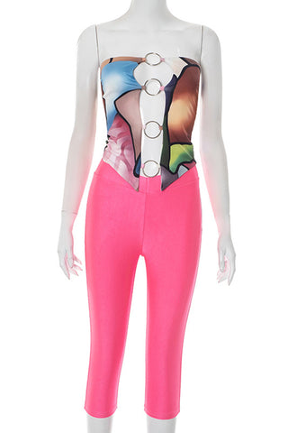 Stylish Ring-Detail Pants Set
