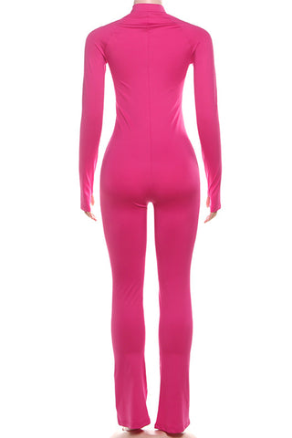 Stylish Long-Sleeve Zip Jumpsuit