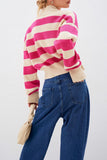 Striped Deep V-Neck Cardigan