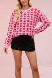 Heart Pattern Crewneck Sweater