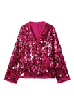 Sequin Wrap Blouse with Tie Waist