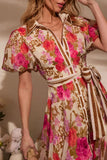 Floral Midi Dress with Belted Waist