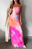 Strapless Abstract Print Maxi Dress