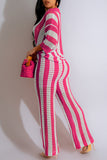 Striped Button-Front Pants Set