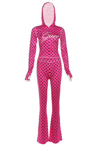 Polka Dot Hooded Pants Set
