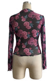 Floral Sheer Long Sleeve Blouse