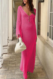 V-Neck Crochet Maxi Dress