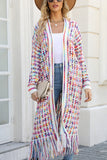 Fringe-Trim Longline Cardigan