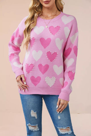 Heart Pattern Knit Sweater