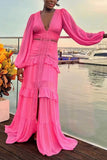 V-Neck Maxi Dress with Lace Panelling