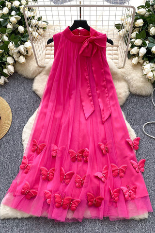 Butterfly Embellished Sleeveless Dress