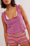 Ruffle Trim Ribbed Tank Top