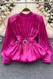Elegant Pleated Blouse with Belt