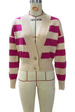 Striped Deep V-Neck Cardigan