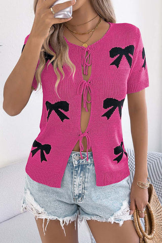 Tie-Front Bow Accent Cardigan