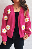 Floral Embellished Open-Front Cardigan