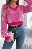 V-Neck Striped Knit Sweater
