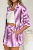 Striped Buttoned Short Set