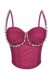 Pearl-Embellished Bustier Tank Top