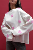 Heart-Patterned Oversized Sweater