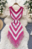 Striped Fringe Casual Dress