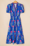 Puff Sleeve Empire Waist Midi Dress