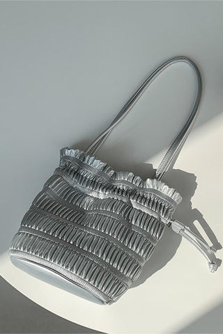 Gathered Tote Bag with Long Handles