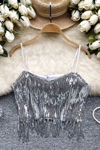 Sequin Fringe Camisole Top