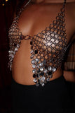 Metallic Chain Halter Top