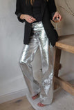 Glossy Crocodile-Pattern Casual Pants