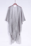 Fringe-Trimmed Sheer Blouse Cover-Up