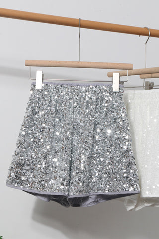 Glittering Sequin Casual Shorts
