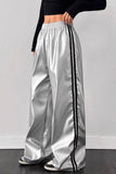 Glossy Track Wide-Leg Pants