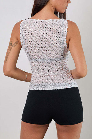 Sleeveless Sequin Tank Top