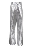 Glossy Crocodile-Pattern Casual Pants