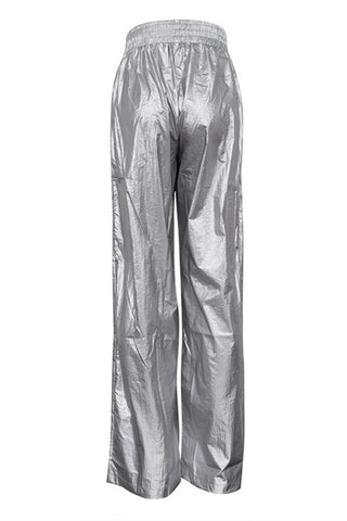 Elastic-Waist Wide-Leg Casual Pants