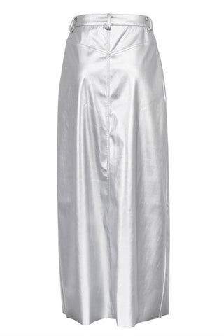 Sleek Metallic Maxi Skirt