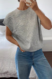Floral Knit Sleeveless Sweater