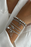 Elegant Bow and Bead Bracelet Set