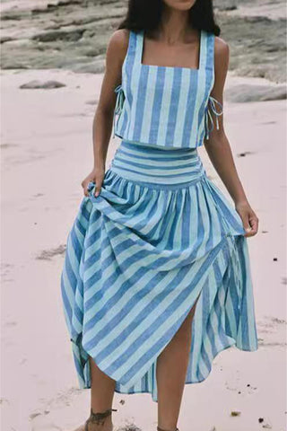 Striped Two-Piece Skirt Set
