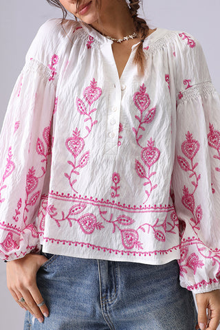 Floral Pattern Peasant Blouse