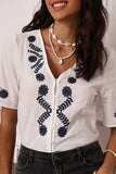 Floral Button-Front Blouse