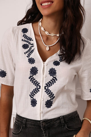 Floral Button-Front Blouse