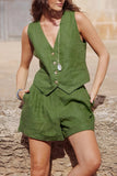 Stylish Button-Front Short Set