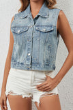 Pearl-Embellished Denim Vest