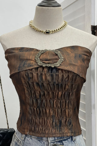 Strapless Smocked Camisole with Buckle Detail